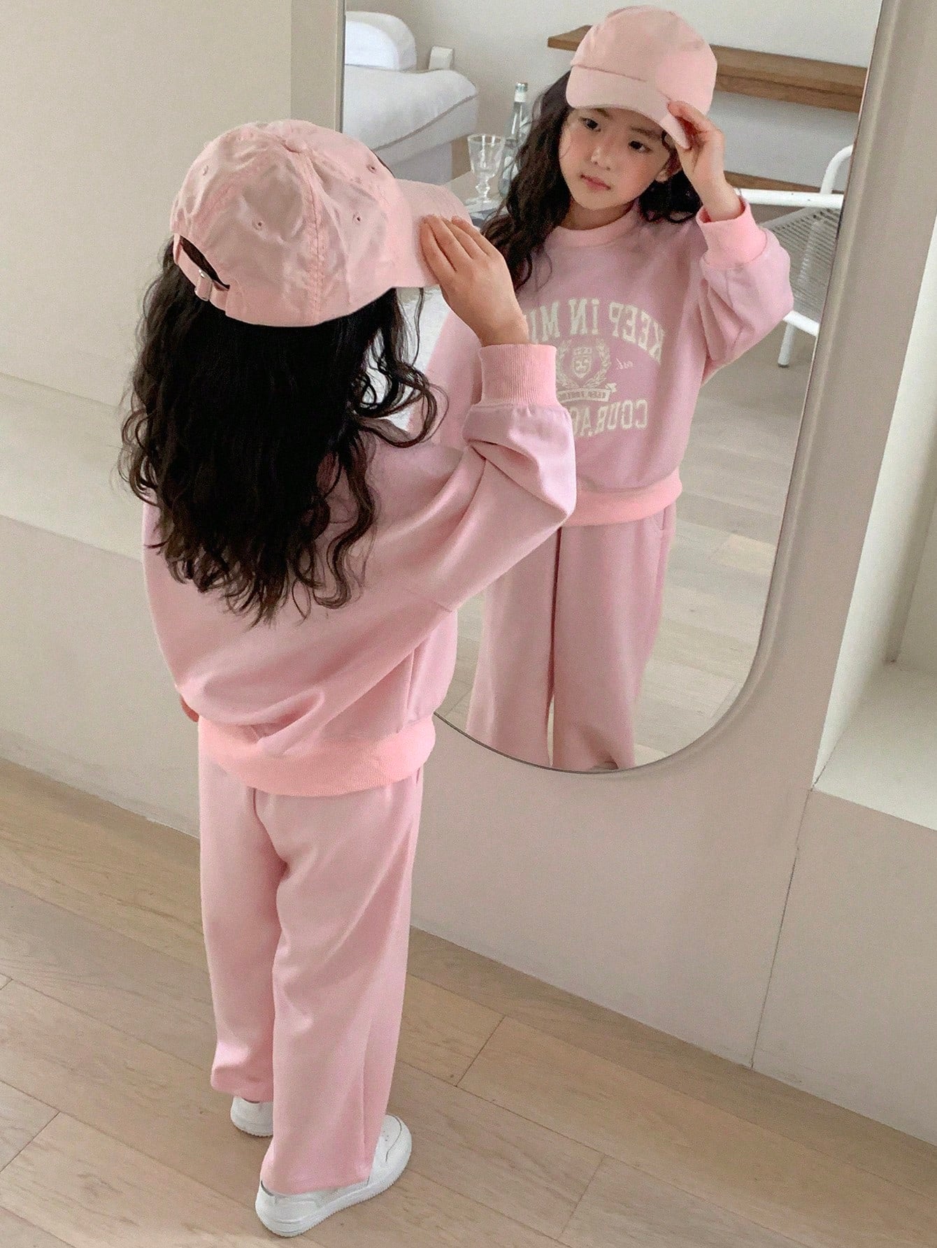 2pcs/Set Young Girl Casual Letter Print Sweatshirt & Sweatpants Set, Autumn