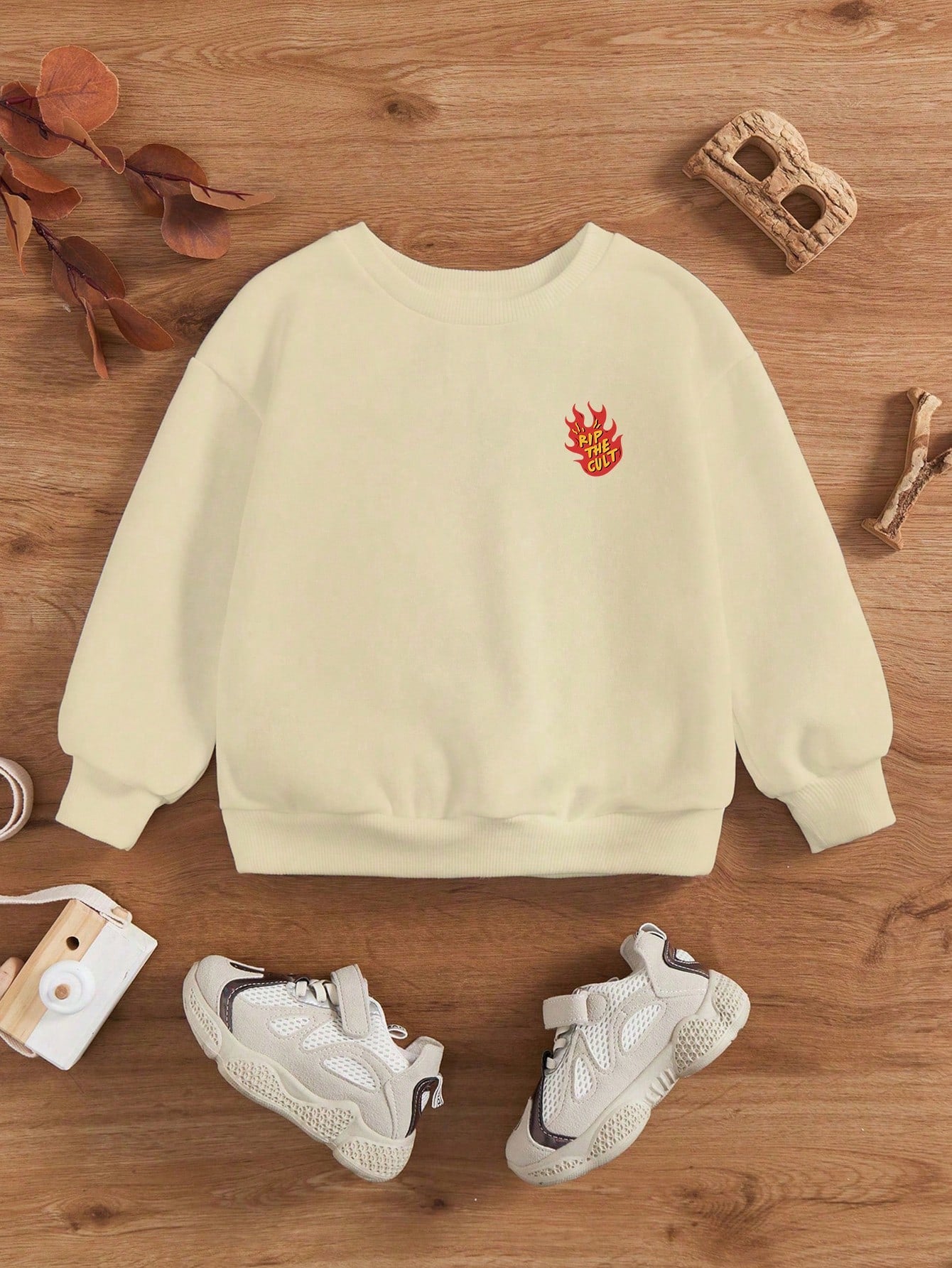 Boys Casual Sports Flame Graffiti Cartoon Doberman Dog Head & Letter Round Neck Pullover Hoodie