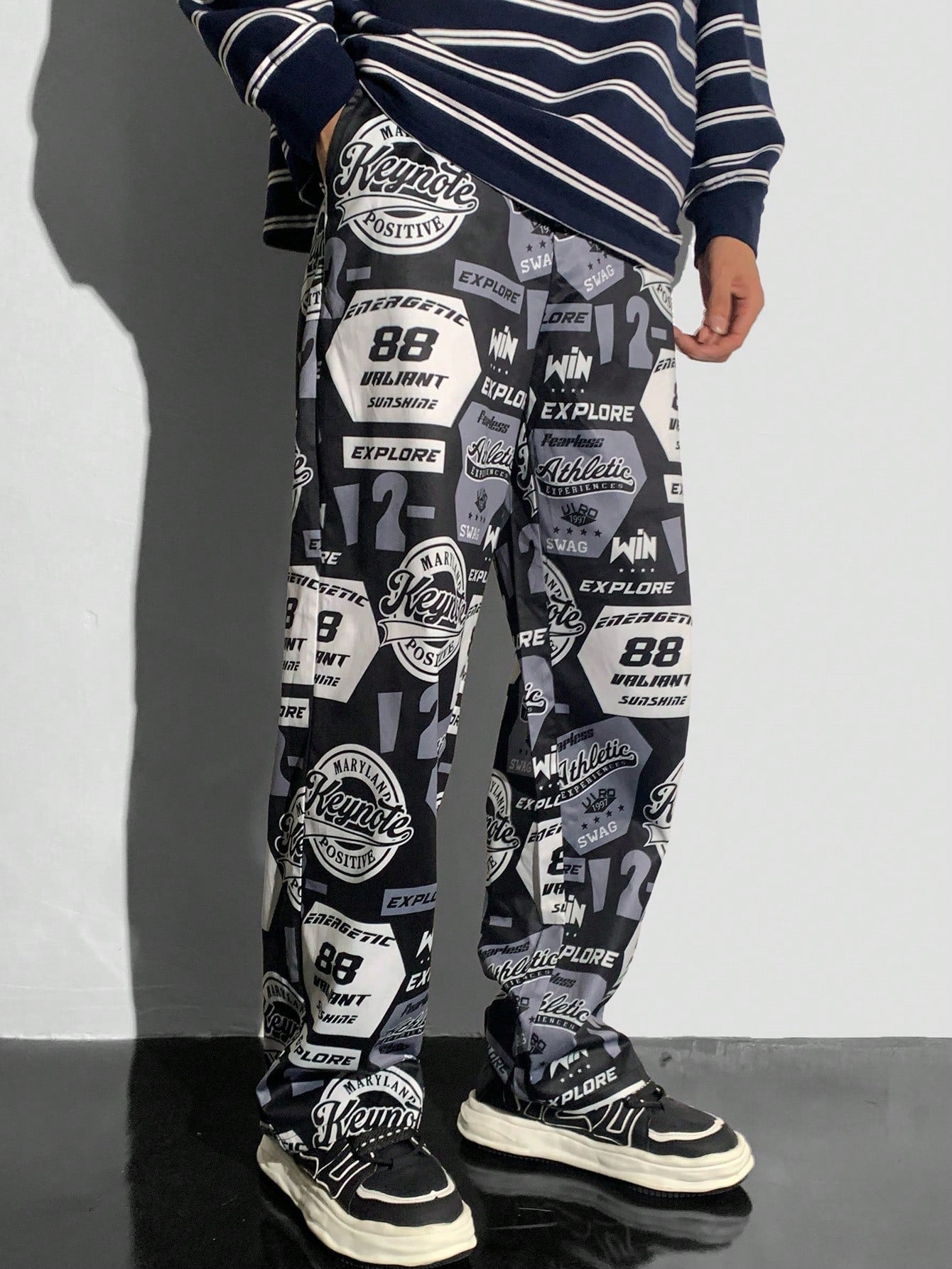 Tween Boys' Casual Oversized Sports/Street Graphic Print Jogger Pants