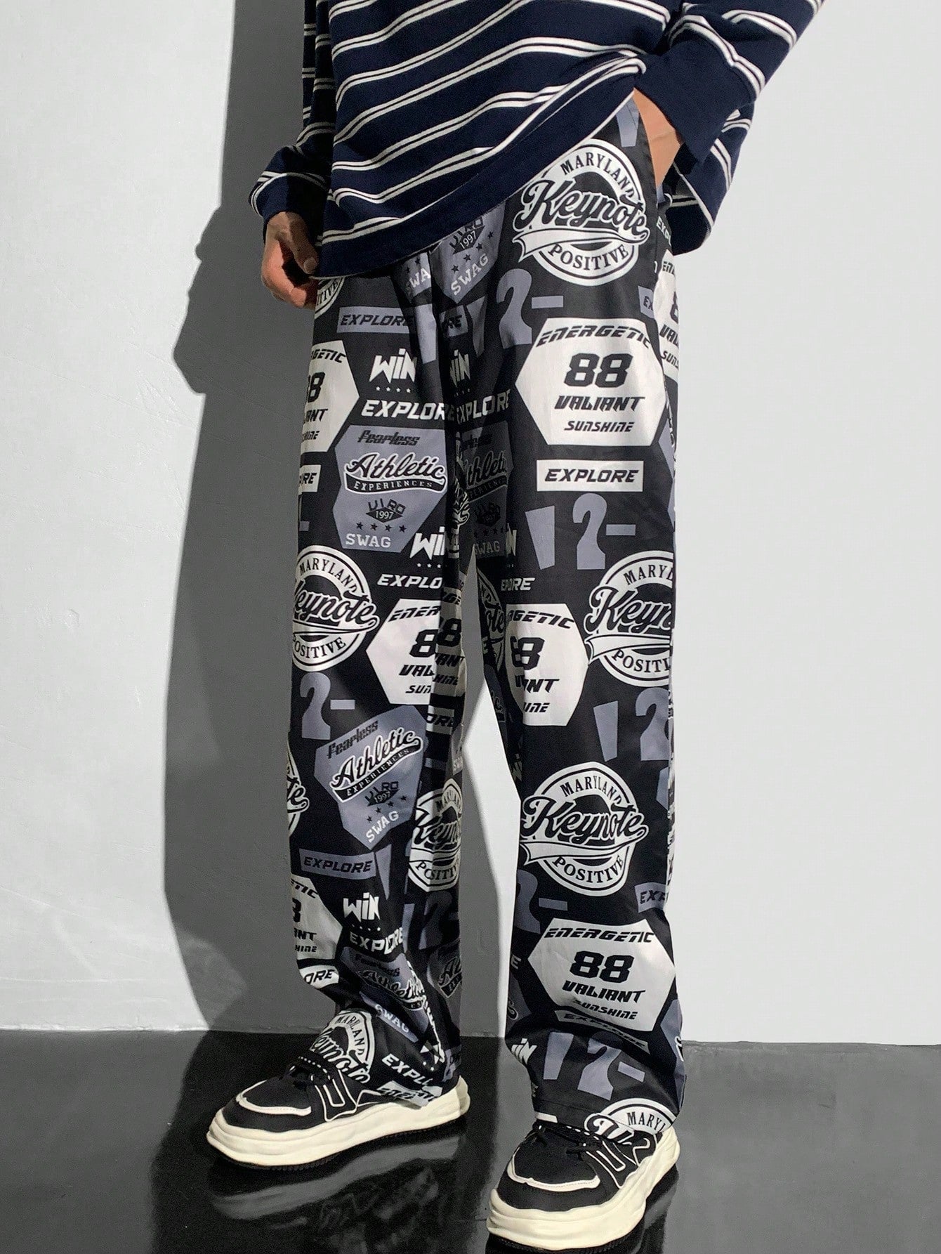 Tween Boys' Casual Oversized Sports/Street Graphic Print Jogger Pants
