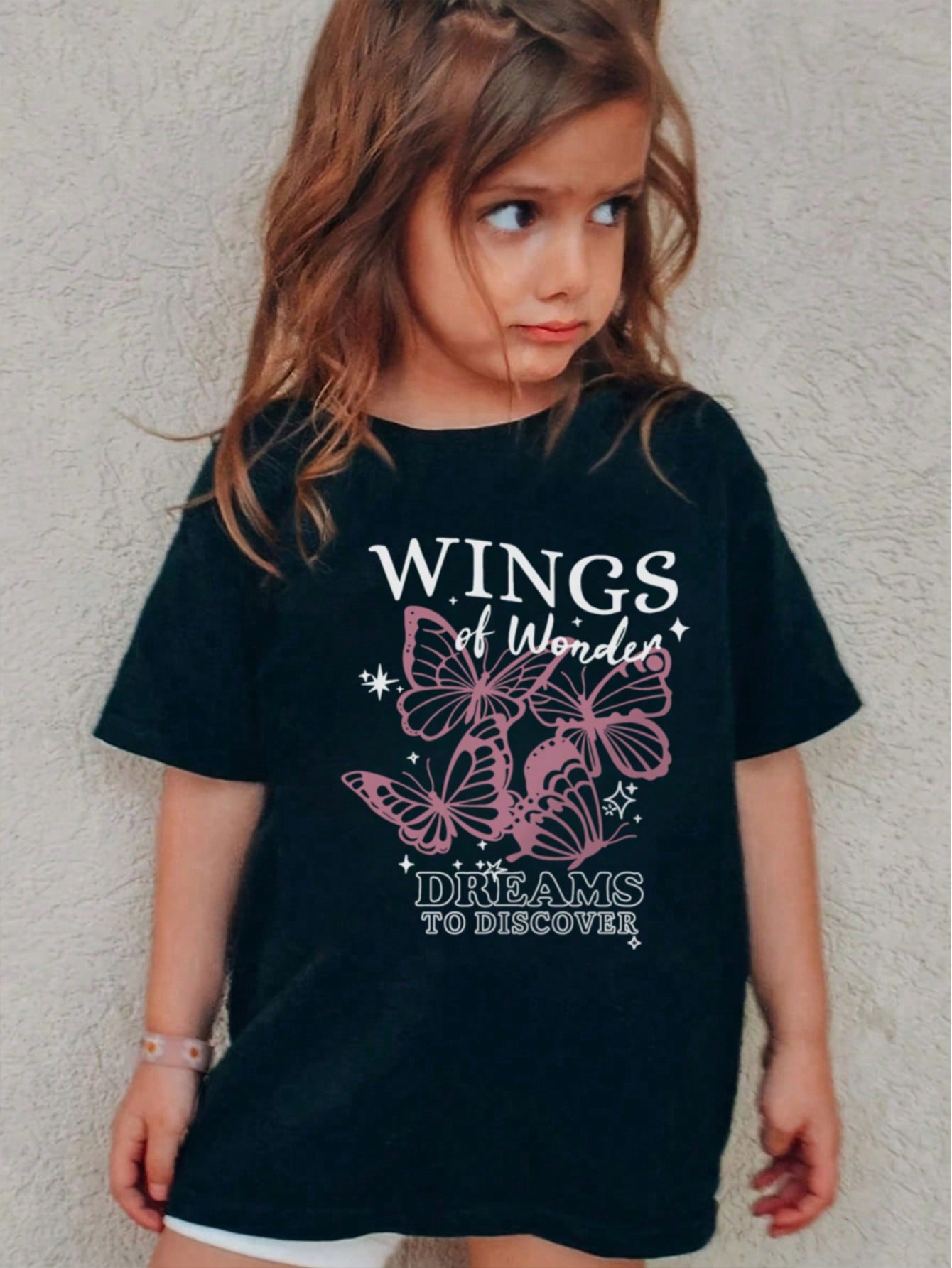 1pc Girls Casual Printed Round Neck Short Sleeve T-Shirt,  For Every Young Trendsetter!
