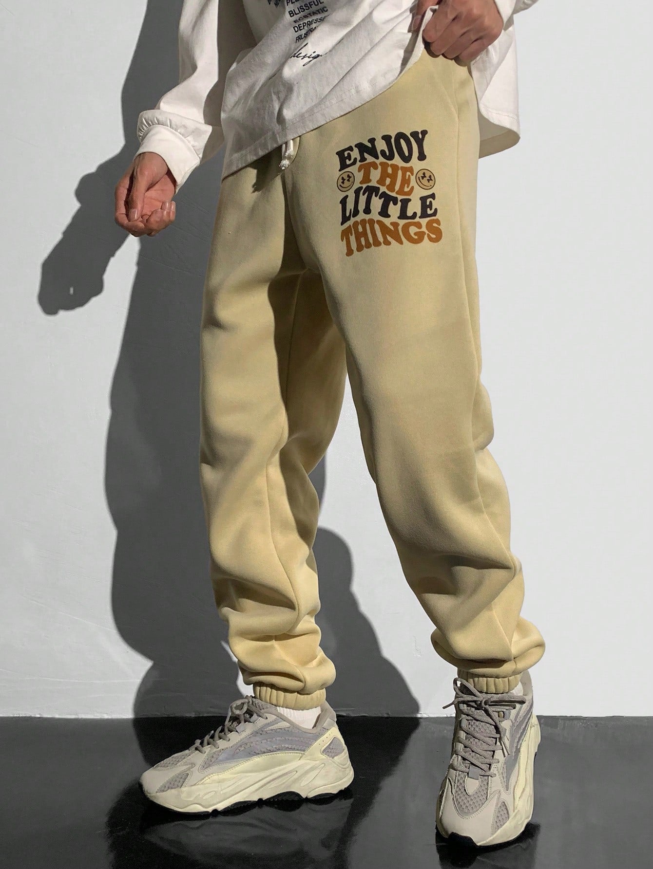 1pc Casual, Versatile, ComfortablePocket Letter Print Minimal Design Sweatpants