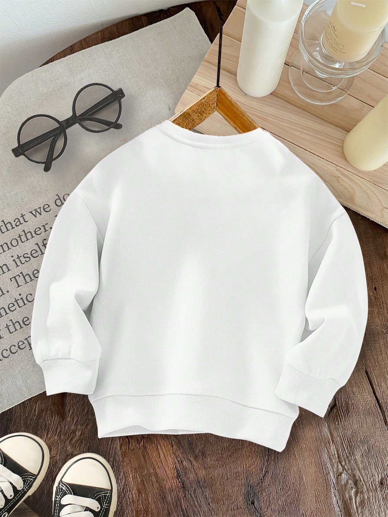 Baby Boy Casual Cartoon Bear Graphic Soft Knitted Crew Neck Thick Sweatshirt, Suitable For Autumn & Winter