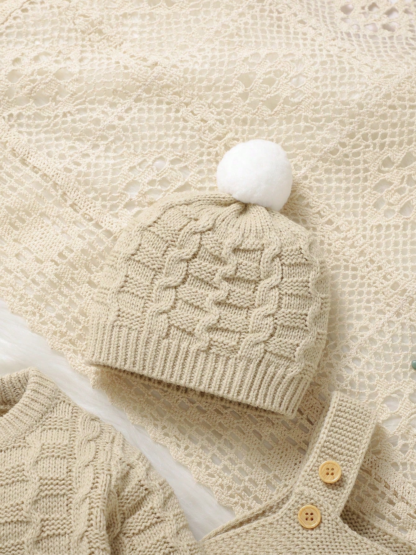 3pcs Newborn Baby Knit Set: Comfortable Minimalist Round Neck Long Sleeve Cardigan Coat