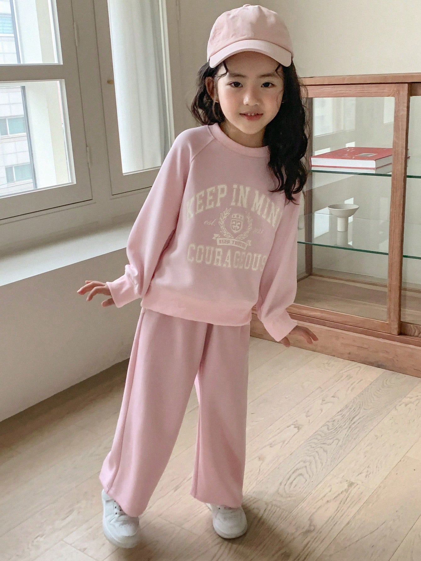 2pcs/Set Young Girl Casual Letter Print Sweatshirt & Sweatpants Set, Autumn