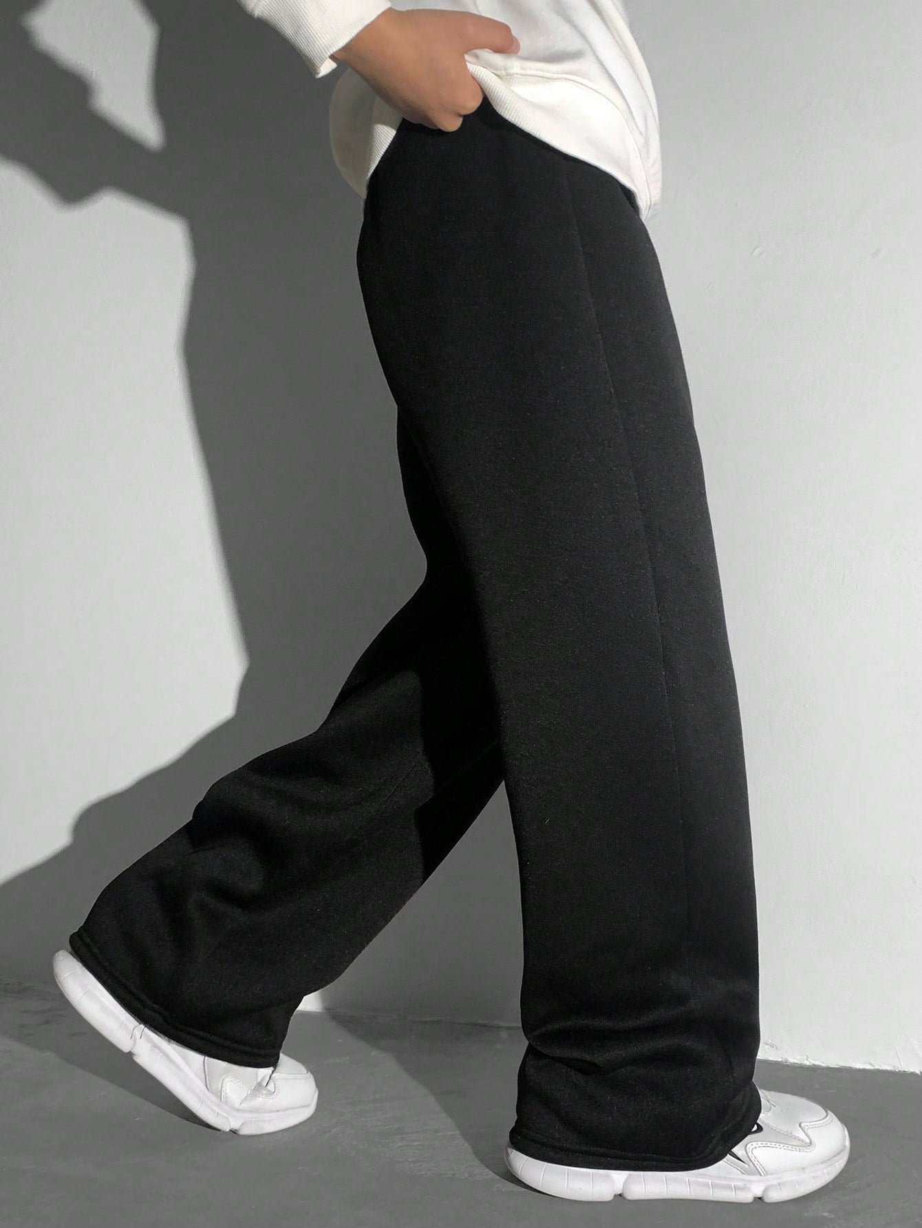 Casual 2 In 1 Loose Sweatpants, Gray With English Text, Elastic Waist,