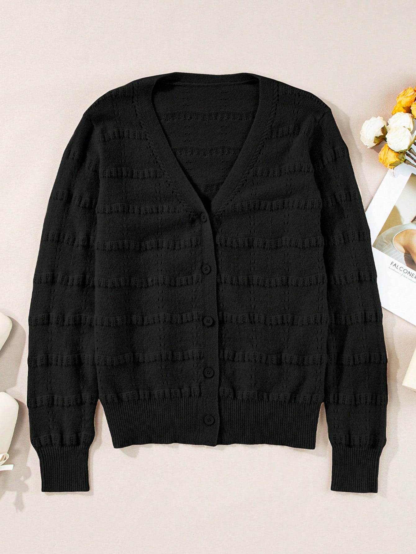 Cardigan Sweaters For Women Button Down Open Front Lightweight V Neck Sweater Crochet Tops Fall Winter Outfits