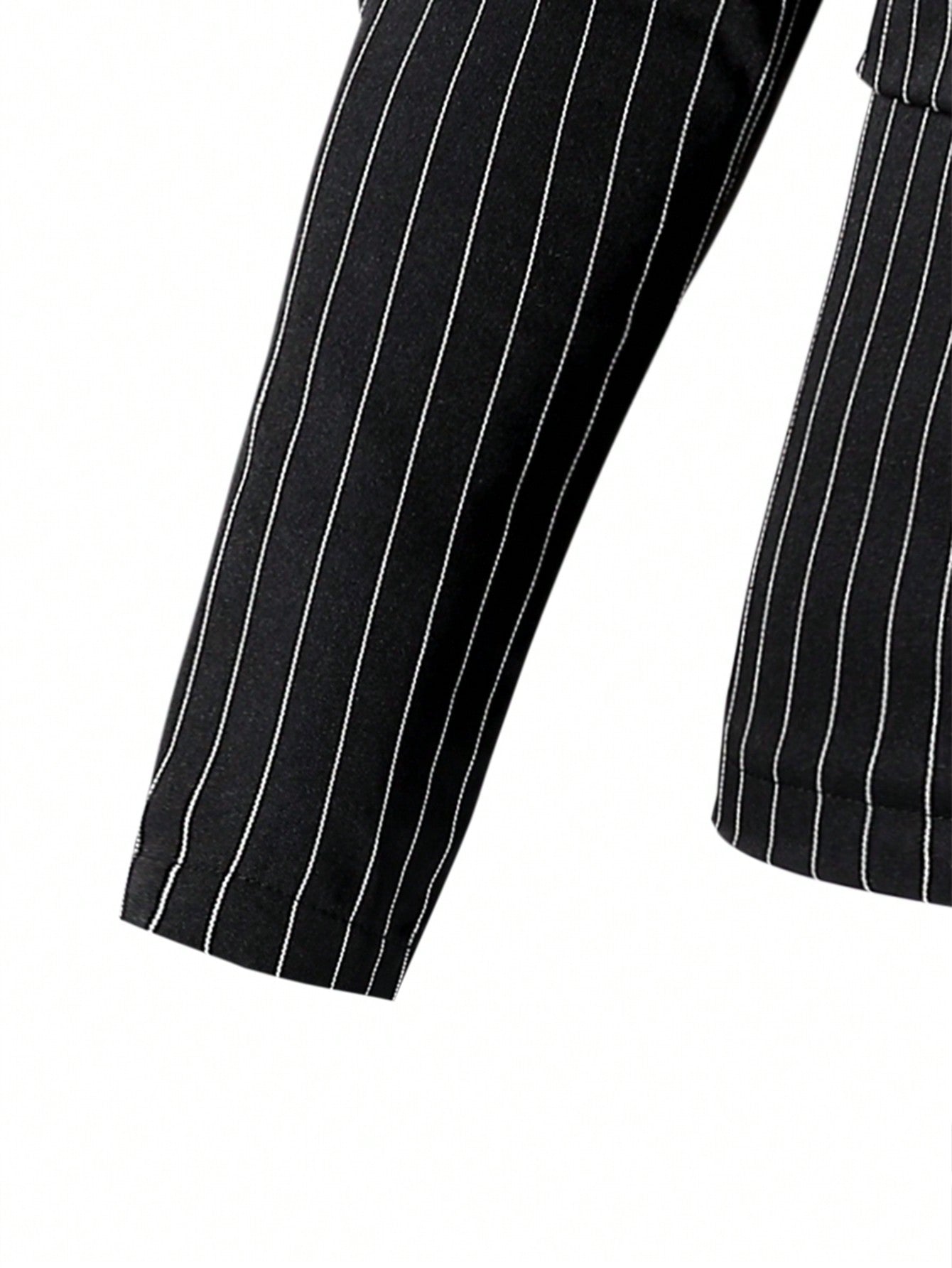 2pcs/Set Teen Boy Gentlemen Style Striped Formal Double Breasted Suit Jacket + Long Dress Pants