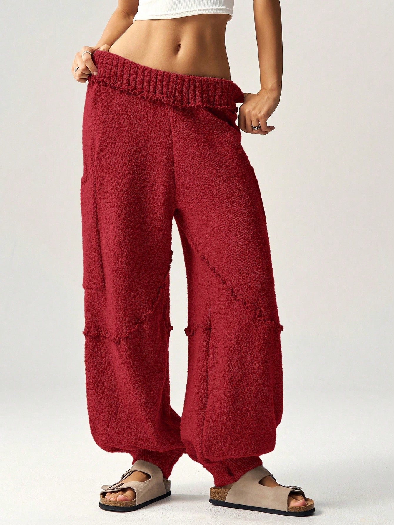 High Waist Loose Drawstring Harem Pants For Women
