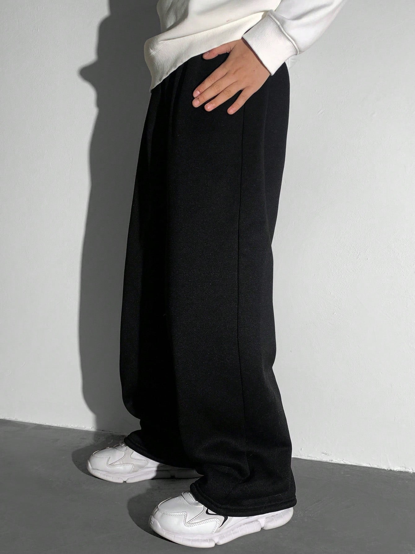 Casual 2 In 1 Loose Sweatpants, Gray With English Text, Elastic Waist,