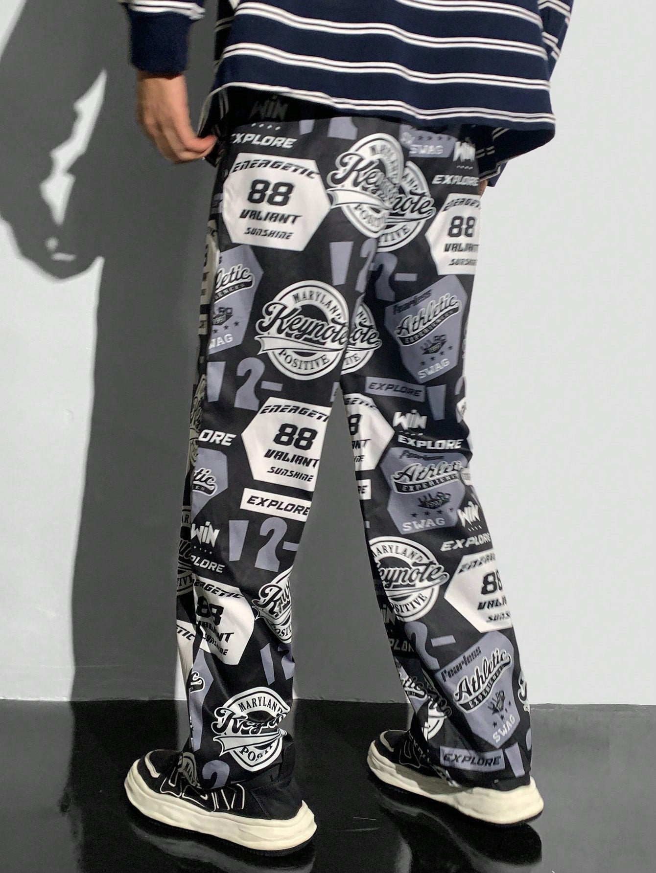 Tween Boys' Casual Oversized Sports/Street Graphic Print Jogger Pants