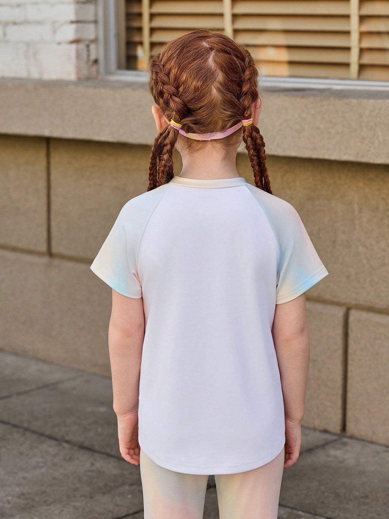 Young Girls Colorful Gradient Raglan Sleeve T-Shirt,