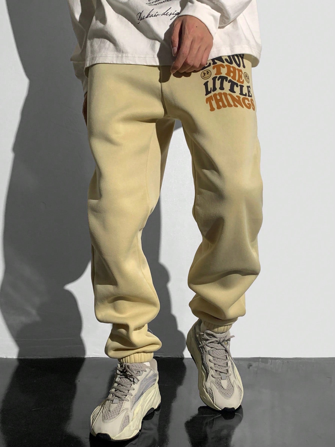 1pc Casual, Versatile, ComfortablePocket Letter Print Minimal Design Sweatpants