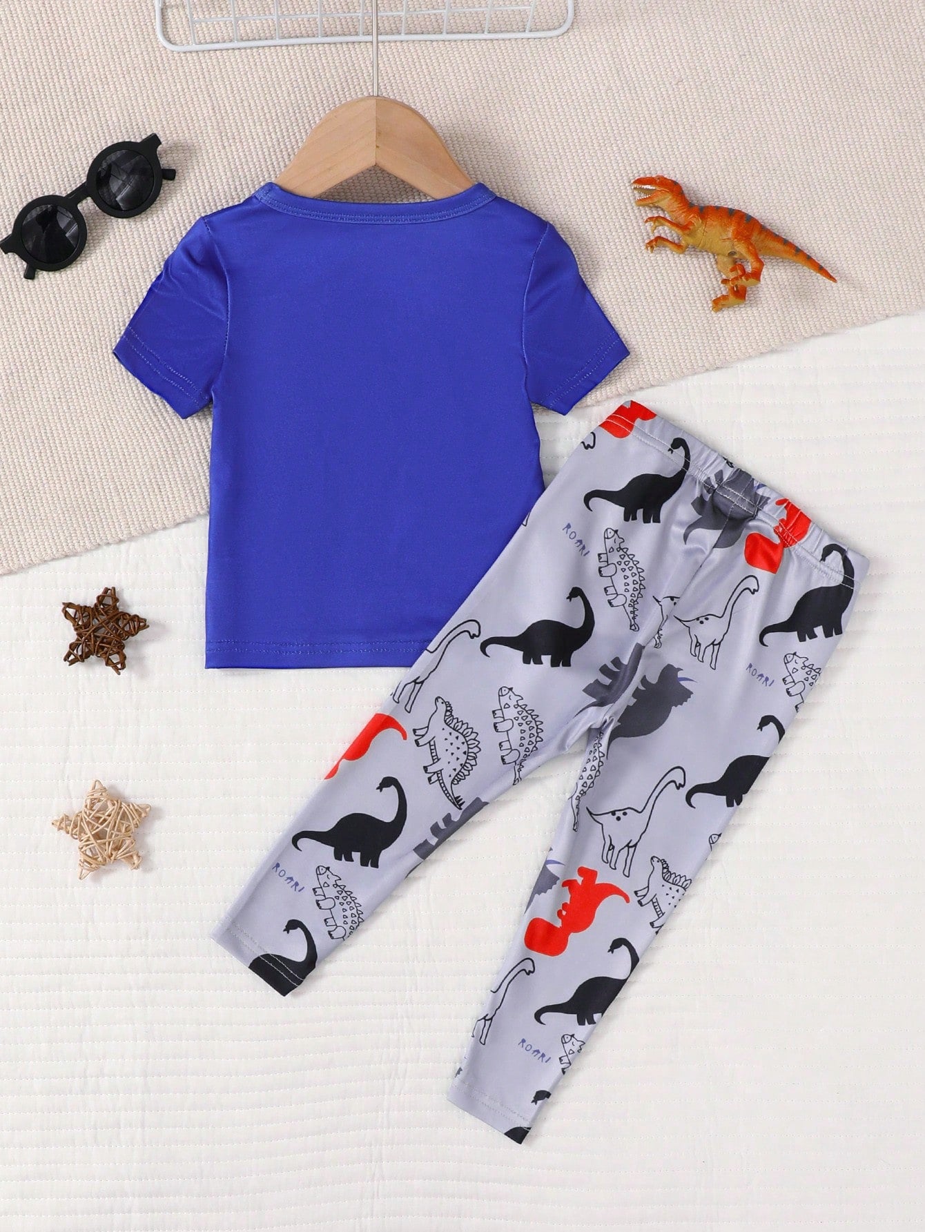 2pcs/Set Baby Boys Casual Cute DigitalAllover Print Tight Fit Homewear Set