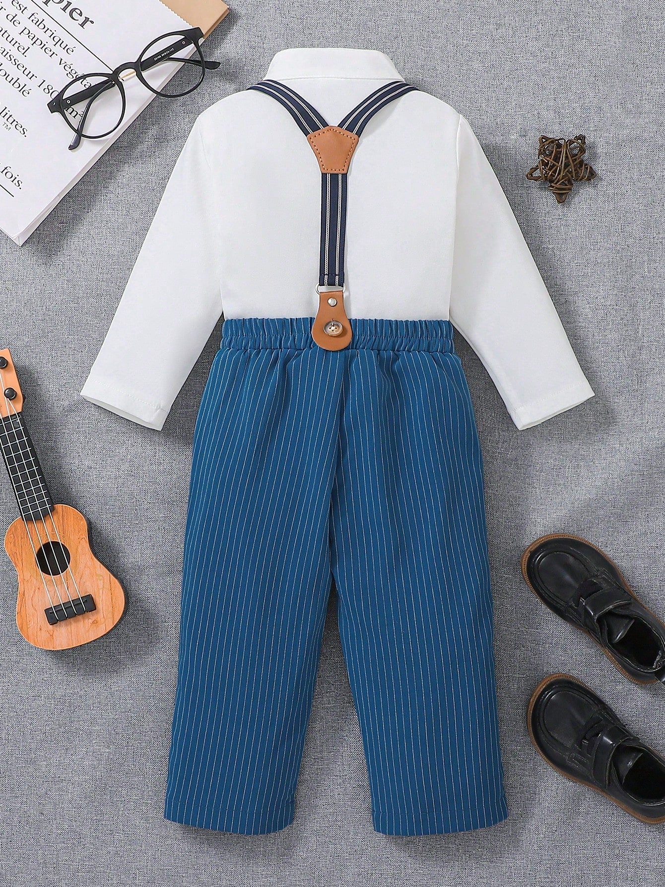 Baby Boy Gentleman Outfit Baby Boys Clothes Long Sleeve Bowtie Shirt + Comfortable Bib
