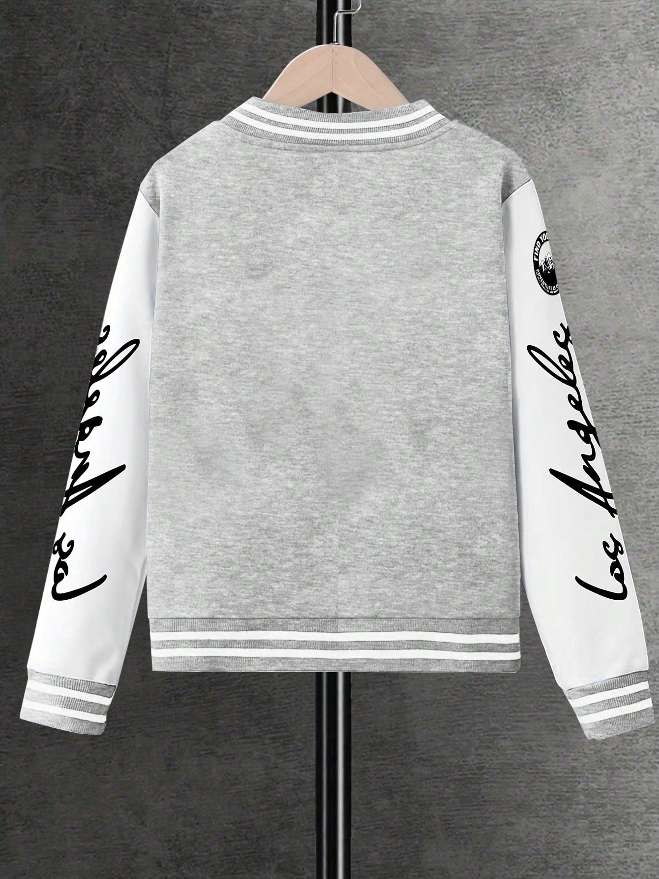 1pc Boys/Teens Casual Personality Patchwork Fashion Printed Baseball Jacket Sweater, Autumn/Winter