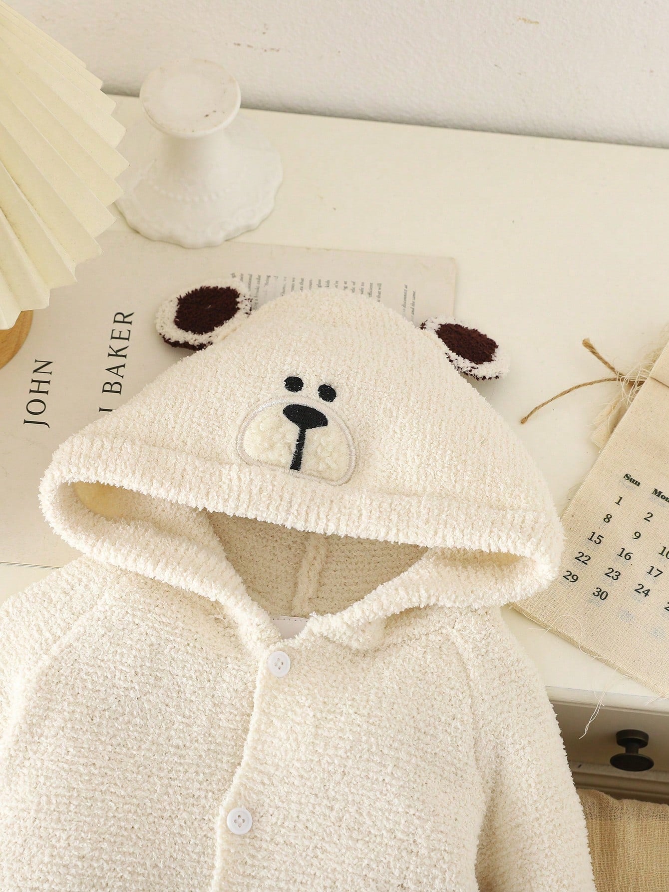 1pc Baby (Boy) Knitted Jumpsuit With Cute Bear Design, Soft & Warm Fabric, Suitable For Casual Wear, Autumn/Winter
