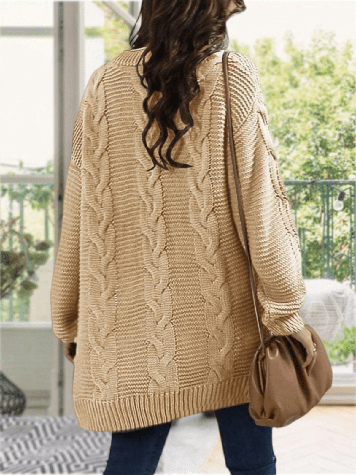 Womens Oversized Chunky Open Front Cardigan Sweaters Cable Knit Long Sleeve Boyfriend Cardigans Outwear Coat