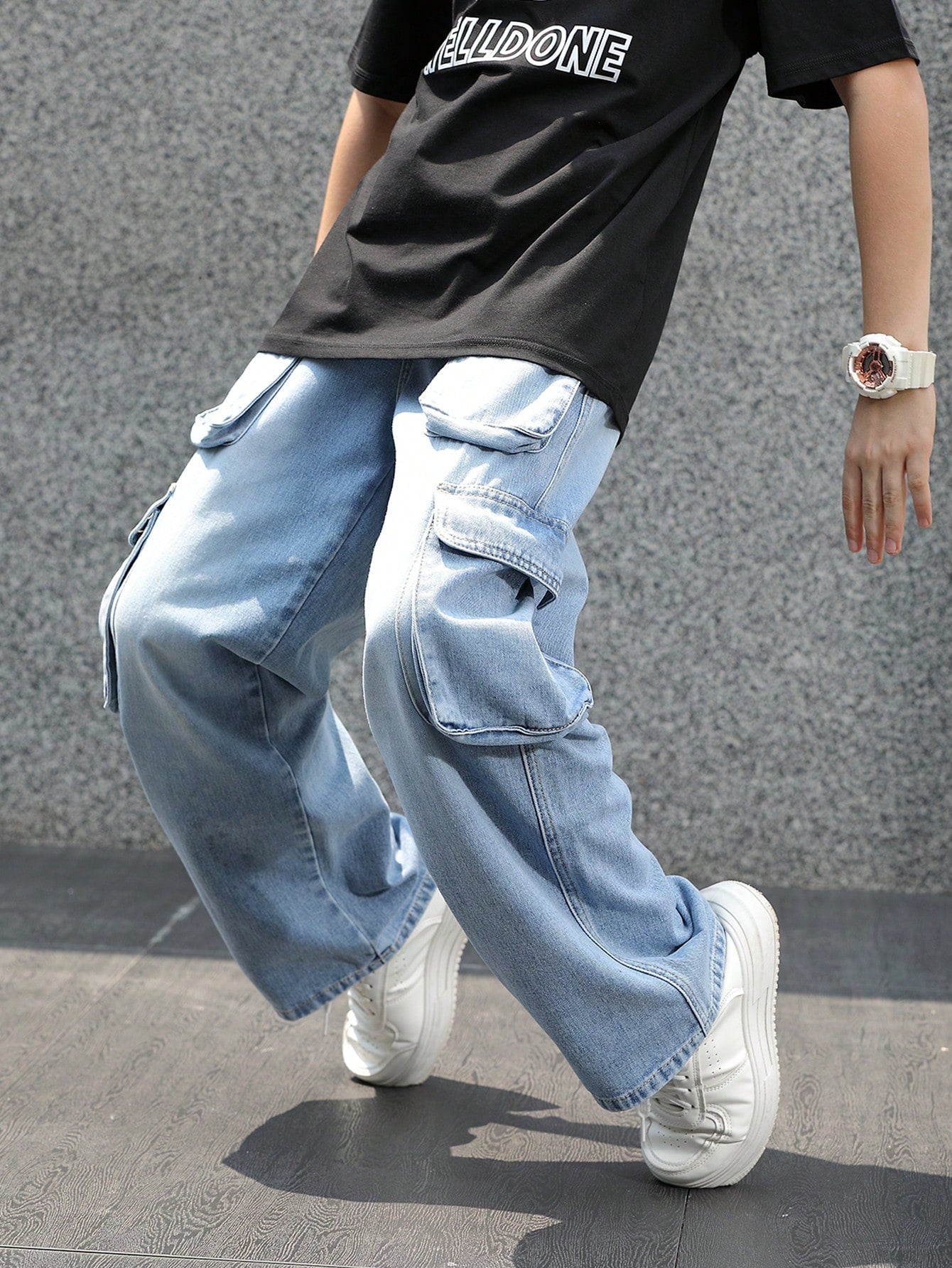 Men's Multi-Pocket Straight Loose Casual Jeans, Streetwear Trendy Brand