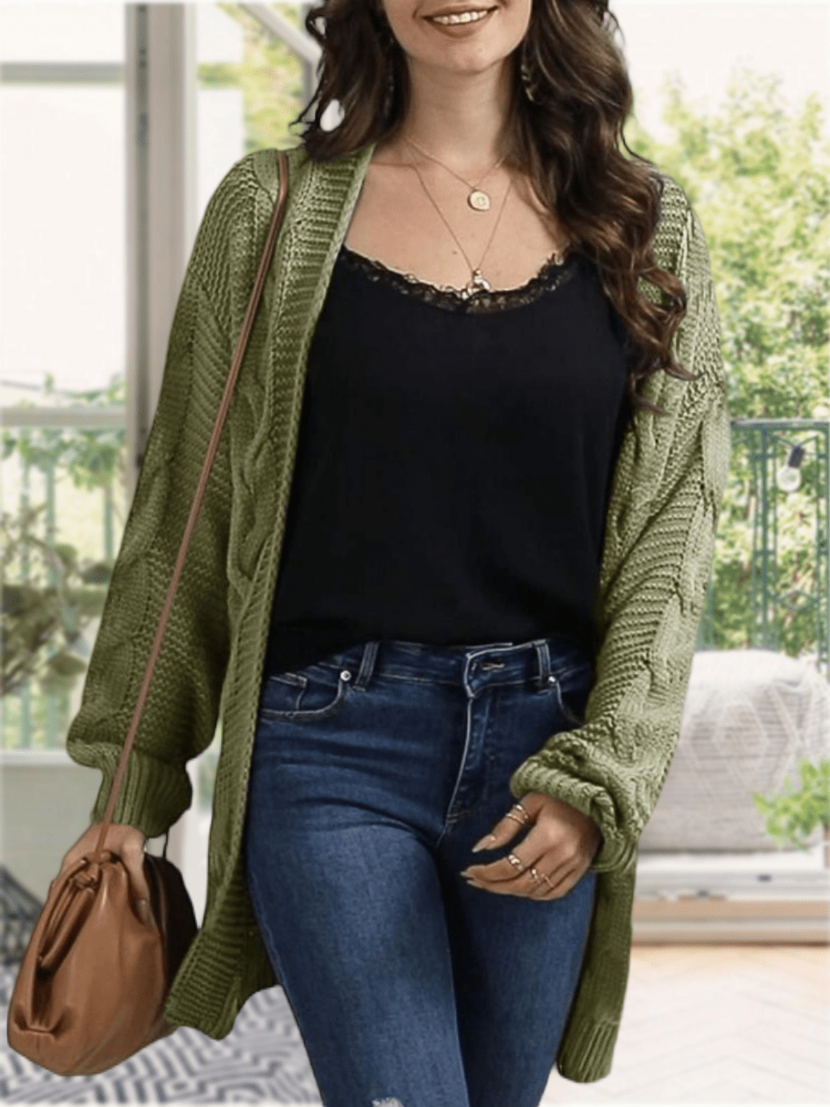 Womens Oversized Chunky Open Front Cardigan Sweaters Cable Knit Long Sleeve Boyfriend Cardigans Outwear Coat