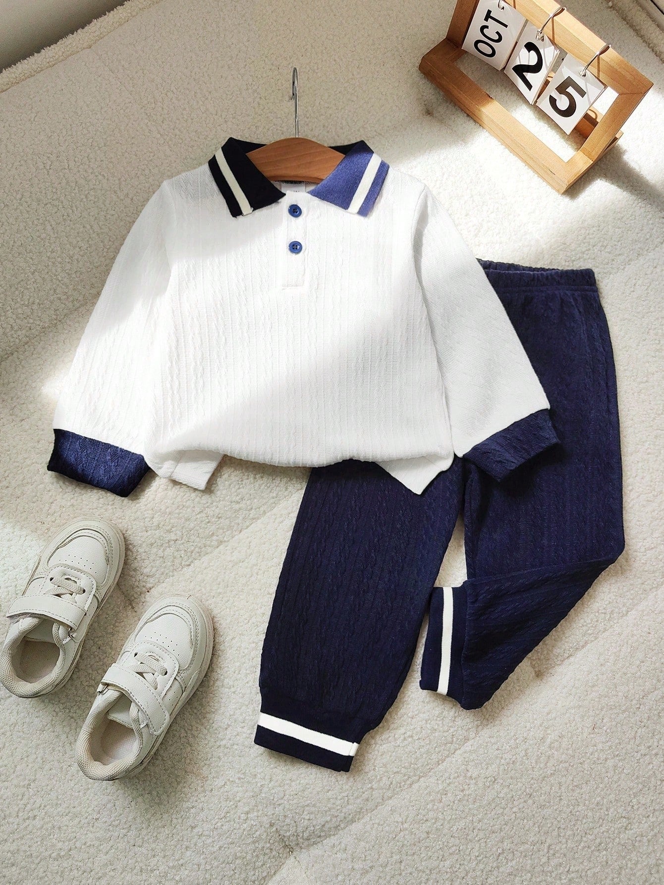 Newborn Baby Cable Knit Sweater Set, British Style Autumn Outfit