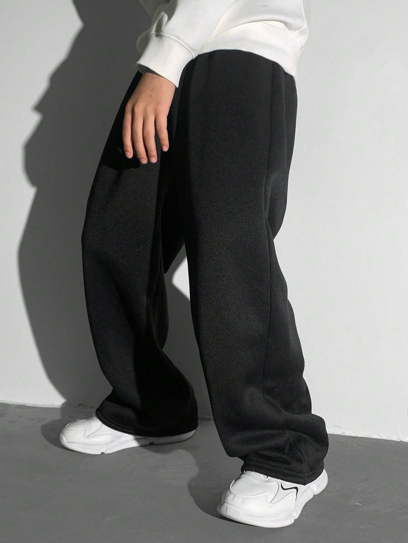 Casual 2 In 1 Loose Sweatpants, Gray With English Text, Elastic Waist,