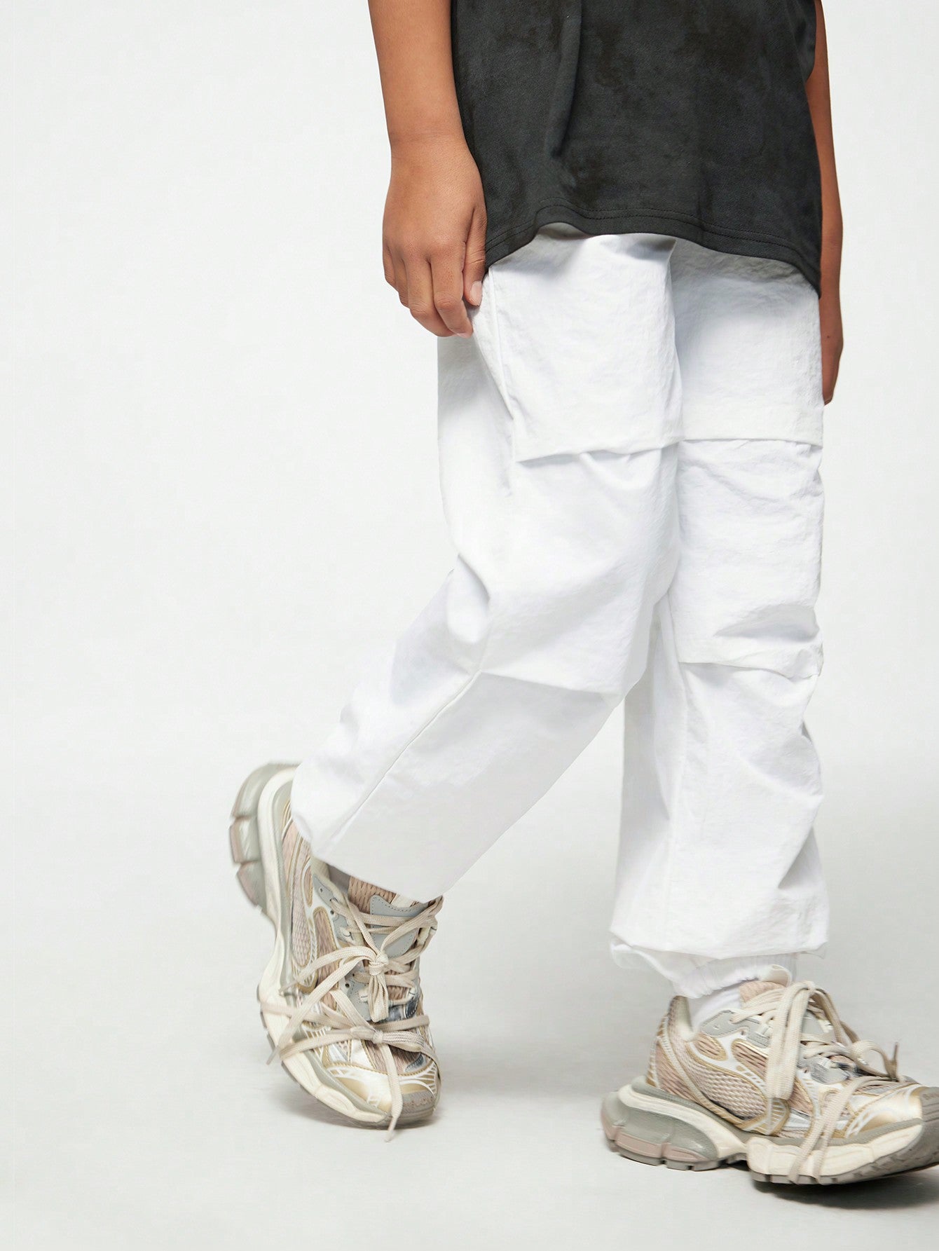 Autumn Boys' Outdoor Casual Loose Drawstring Leg Cargo Pants, Waterproof, Windproof And Durable