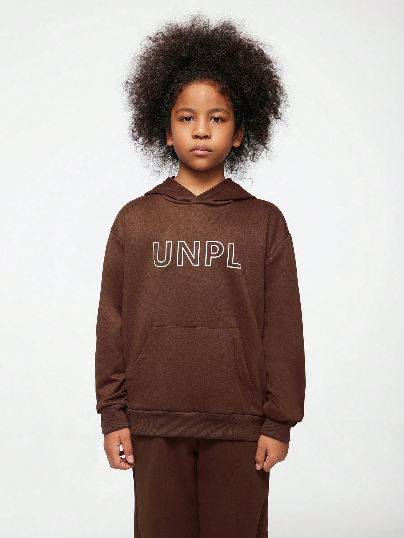 Tween Boy's Letter Print Pocket Hoodie And Pants Set, Minimalist Style, Long Sleeve