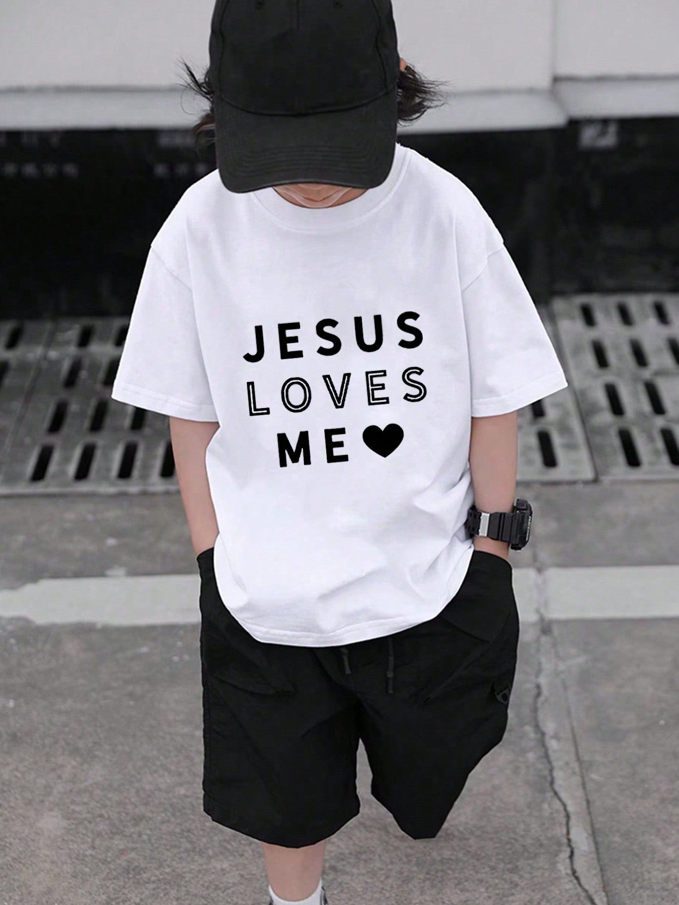 Tween Boy Series Casual Slogan Print Heather Grey Round Neck Short Sleeve T-Shirt, Summer