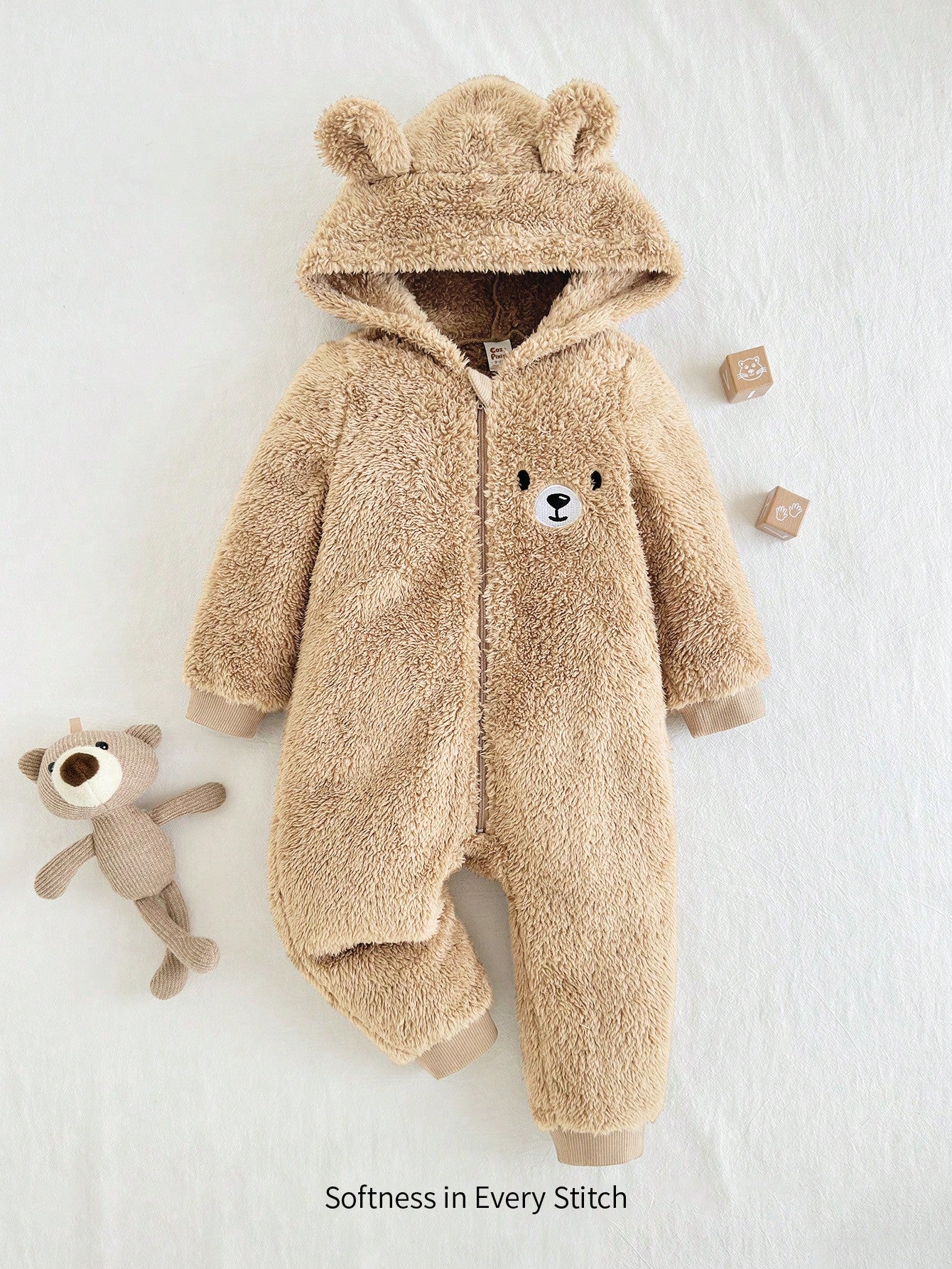 Cozy Pixies Baby Boy Cartoon Rabbit Ear Hoodie & Thick Jumpsuit Pants Set