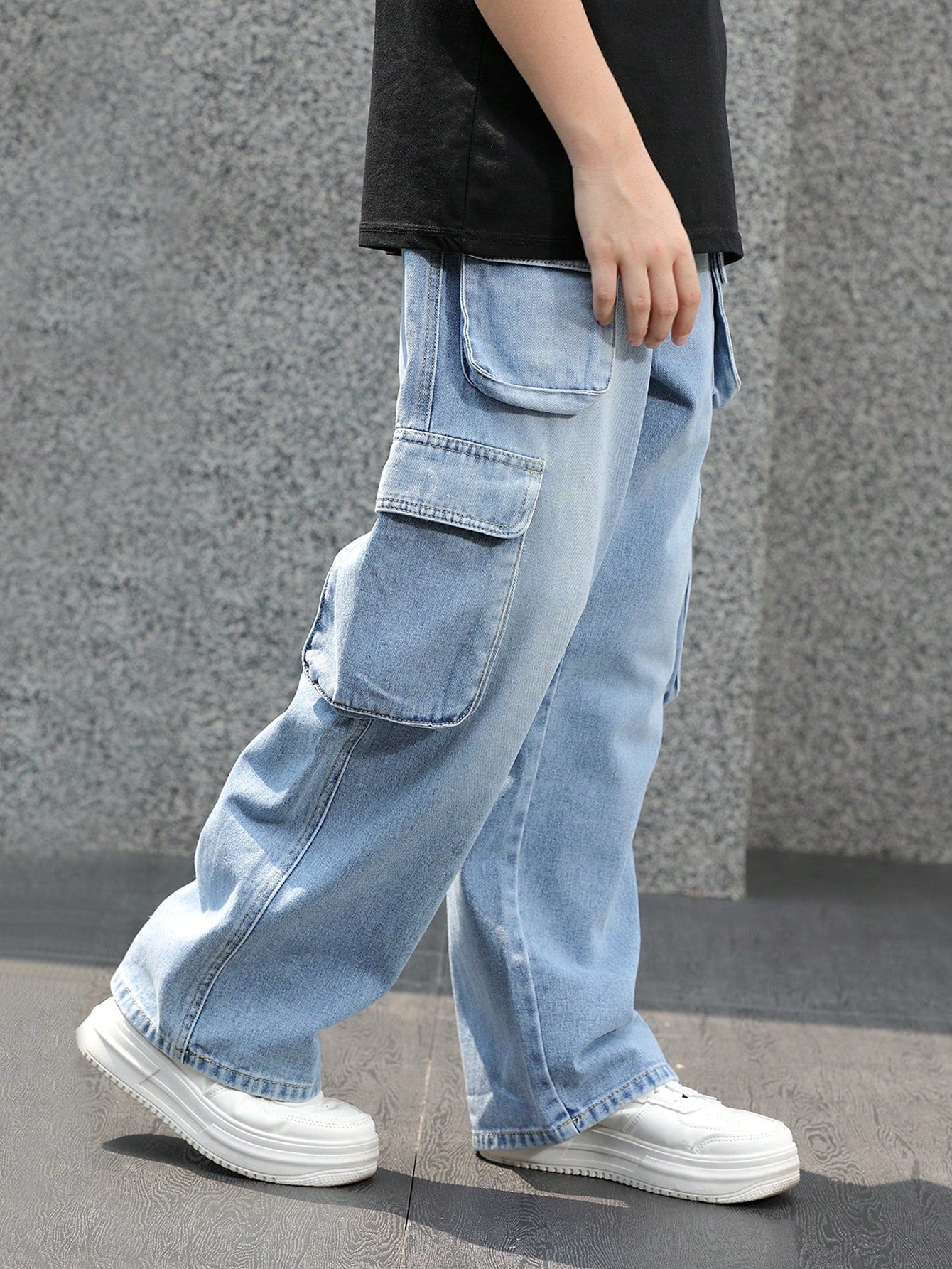Men's Multi-Pocket Straight Loose Casual Jeans, Streetwear Trendy Brand